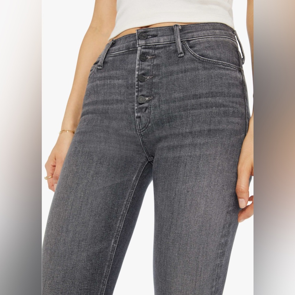 Mother Mid-rise Dark Grey Women's  Button-Fly Jeans